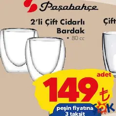 PAŞABAHÇE 2'Lİ ÇİFT CİDARLI BARDAK 80 CC